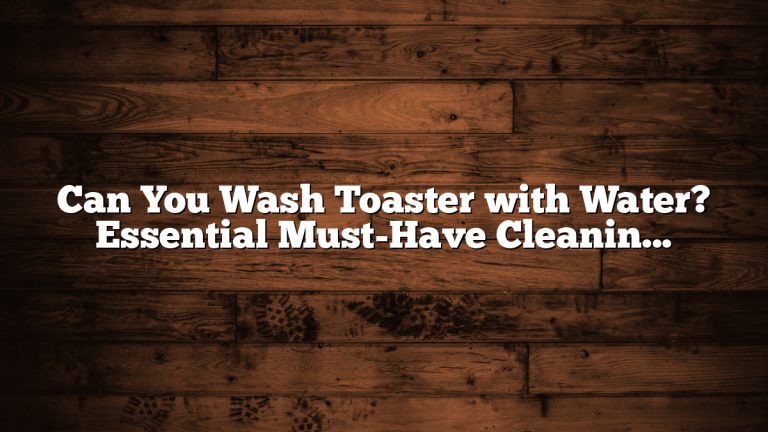 Can You Wash Toaster with Water? Essential Must-Have Cleaning Tips