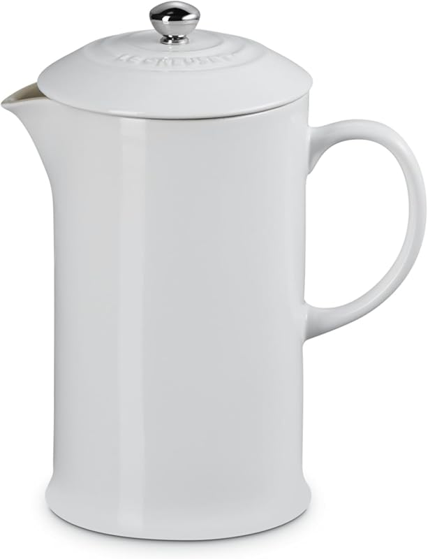 Le Creuset 34oz Stoneware French Press Coffee Maker in Classic White F