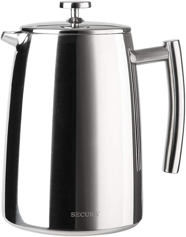 Secura 50oz 304 Stainless Steel Insulated French Press with Extra Scre