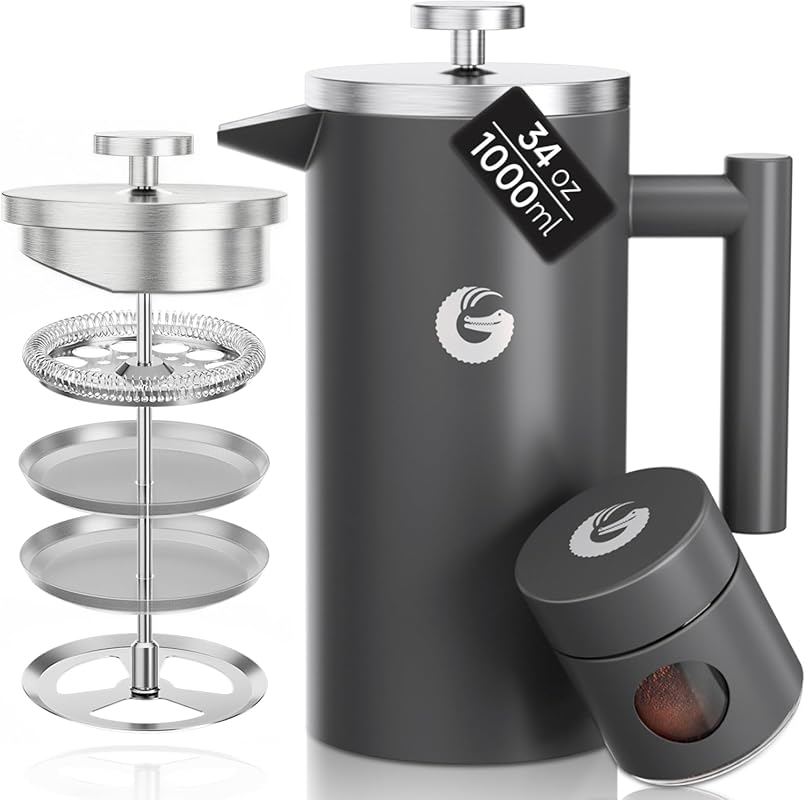 Coffee Gator 34oz Stainless Steel French Press with Double Wall Insula