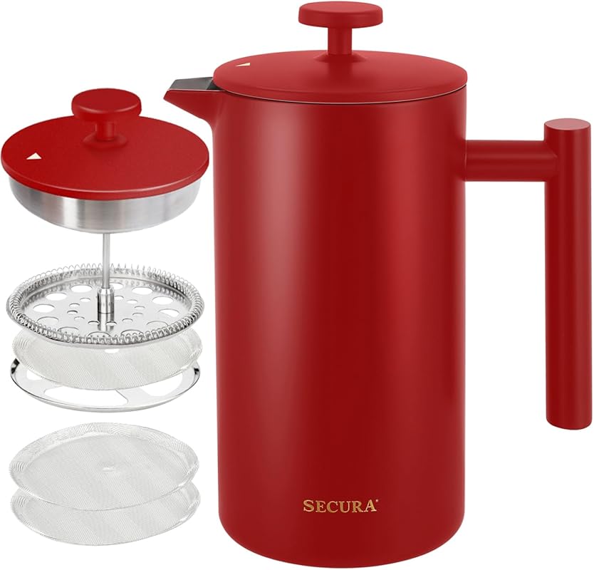Secura 34oz 304 Grade Stainless Steel Insulated French Press Coffee Ma