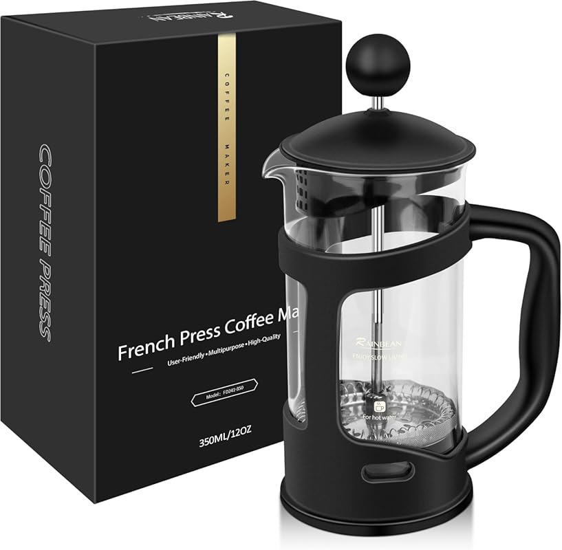 RAINBEAN 12oz Mini French Press Coffee Maker with Stainless Steel Filt
