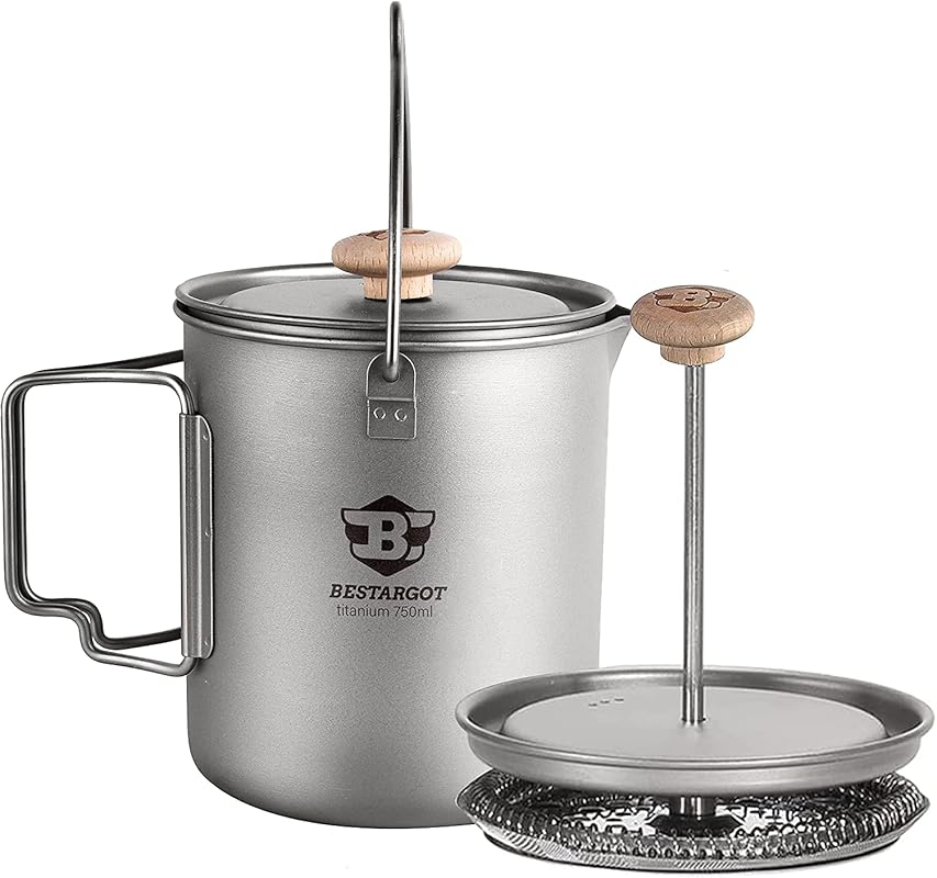 Bestargot Titanium 750ml Portable French Press and Ultralight Camping 