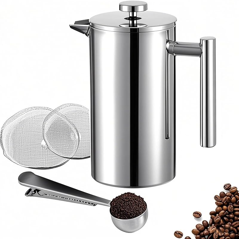 Small 12oz Double-Wall Insulated Stainless Steel French Press Coffee M