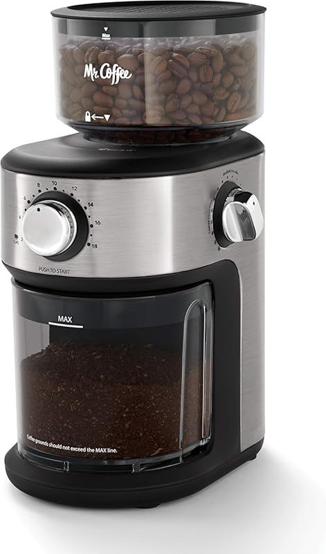 Mr. Coffee Automatic Burr Grinder with 18 Grind Presets, 18-Cup Capaci