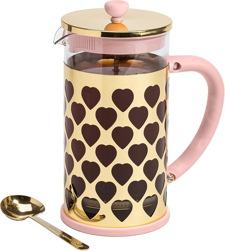 Paris Hilton 8-Cup Pink French Press Coffee Maker with Heart-Shaped Me