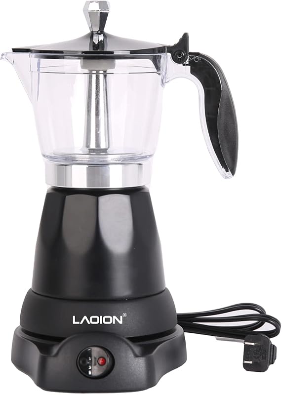 Portable 3 or 6 Cup Electric Cuban Coffee Maker with Detachable Base,