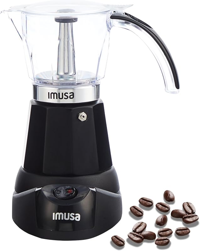 IMUSA Black Electric Espresso Maker for 3 or 6 Cups, Ideal for Cuban C