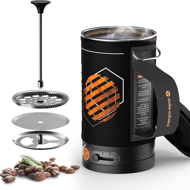 Portable Electric French Press Coffee Maker 2-in-1 with 120V Boiling a