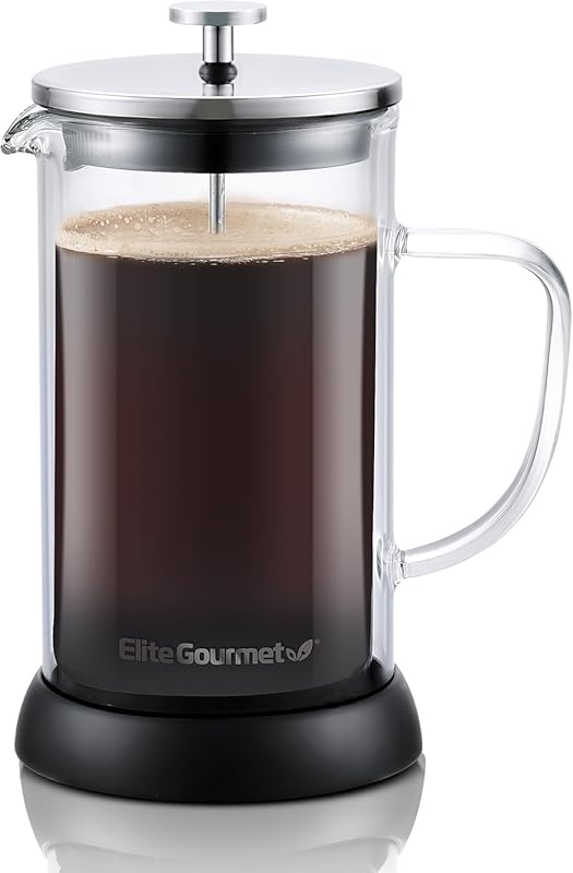 Elite Gourmet FP1223X 34-Ounce Double Wall Insulated Borosilicate Glas