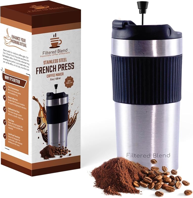 15oz Double Wall Stainless Steel French Press Coffee Maker, Insulated,
