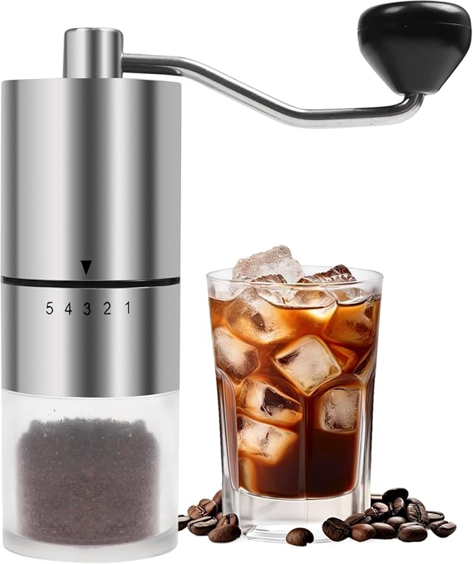 Manual Coffee Grinder with Ceramic Burr, 5 Adjustable Settings, Hand C