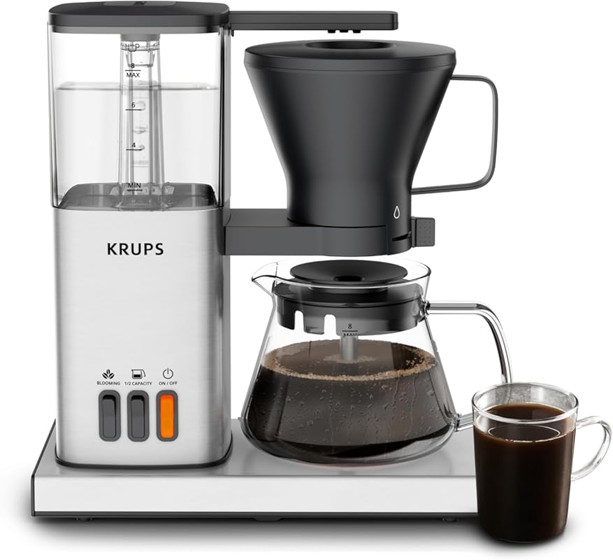 KRUPS Essential 8-Cup Drip Coffee Maker with SCA Certification, Bloomi