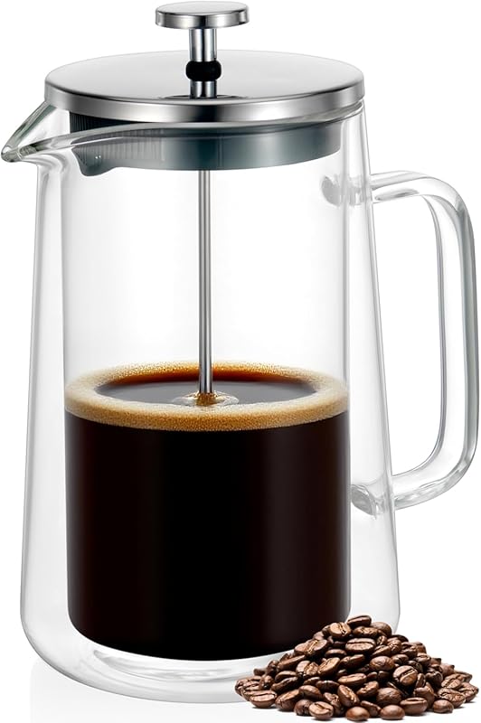French Press Coffee Maker 34oz Double Wall Insulated Borosilicate Glas