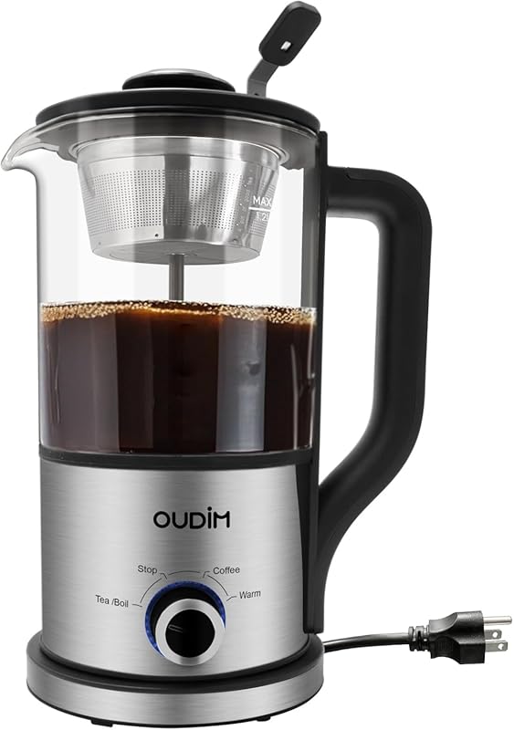 600W Electric Drip Coffee Maker and Kettle Combo with 1.2L Capacity, B