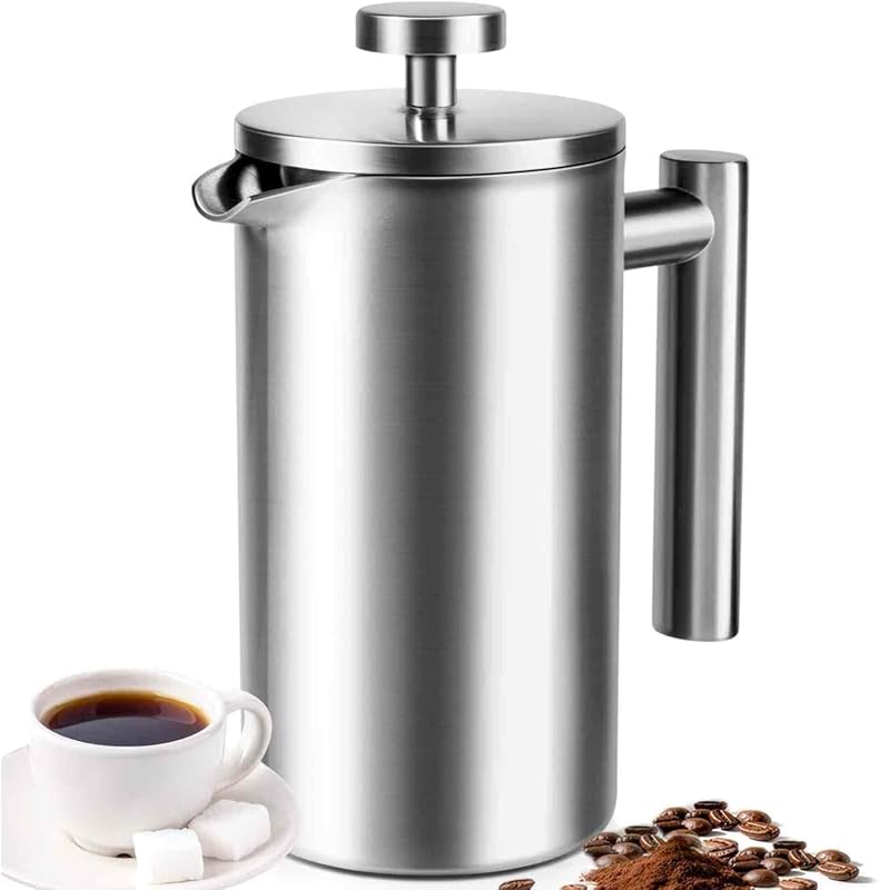 Full Stainless Steel French Press Coffee Maker 34 oz, Double-Walled In