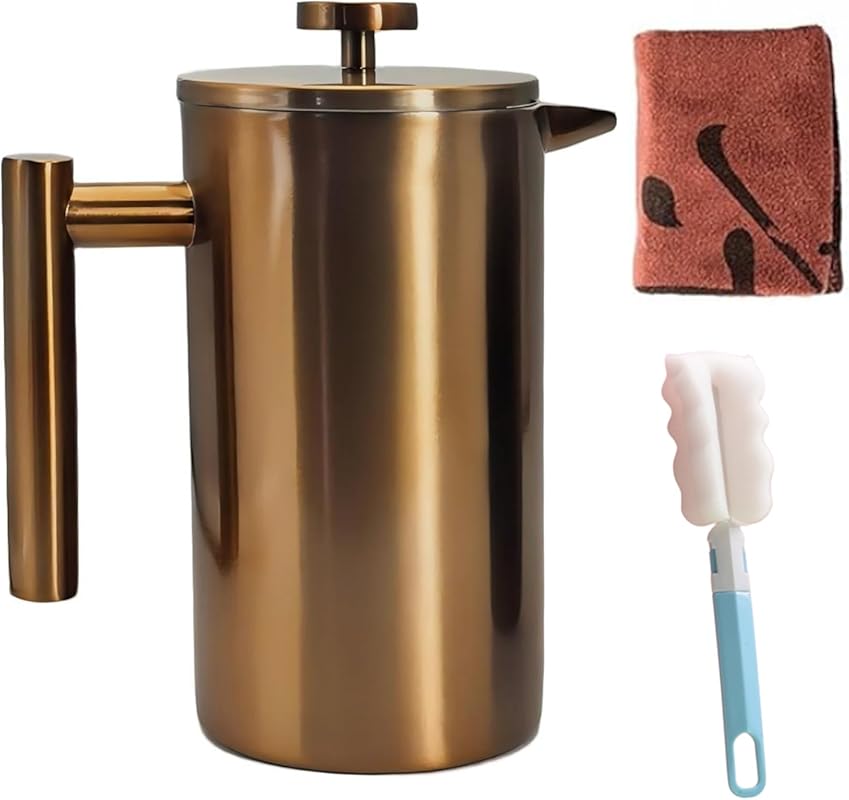 YJX 34oz Copper Stainless Steel French Press Coffee Maker with Heat Re