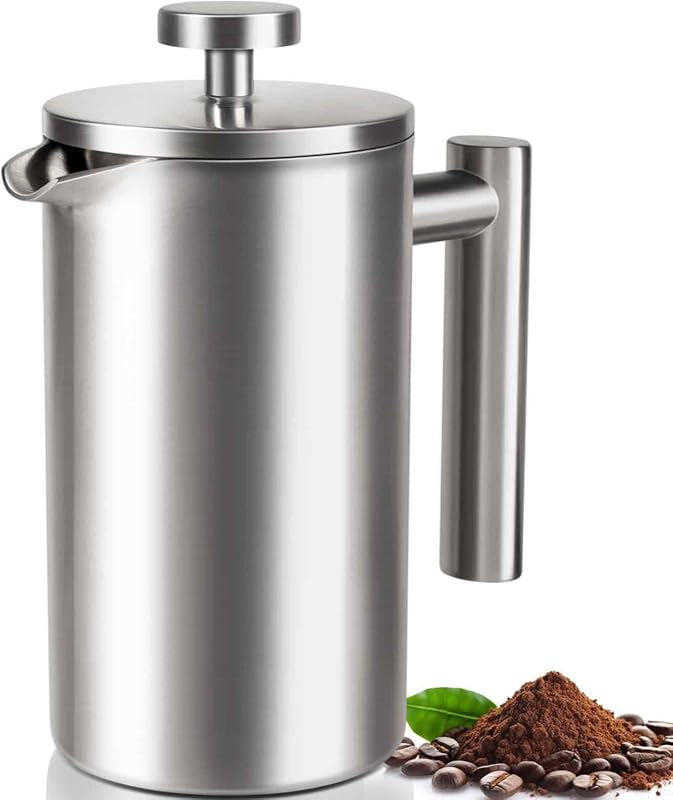 34oz Stainless Steel French Press Coffee Maker, Double-Wall Insulated,