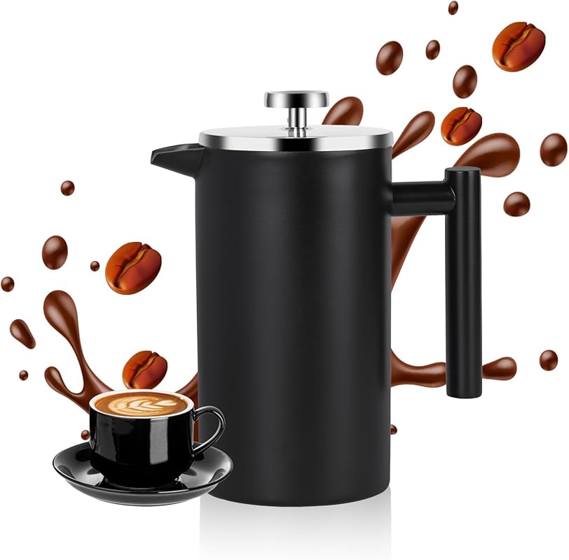 YOLIFE 34 Oz Large Stainless Steel French Press Coffee Maker with Insu
