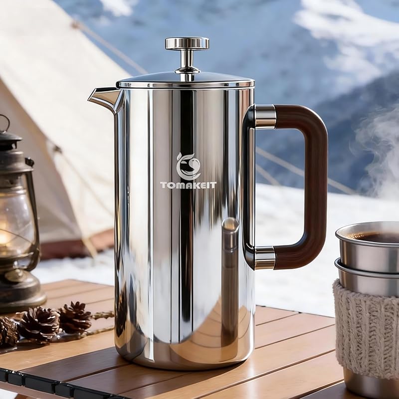 1L/34oz 304 Stainless Steel French Press Coffee Maker with Leak-Proof