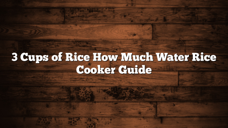 3 Cups of Rice How Much Water Rice Cooker Guide