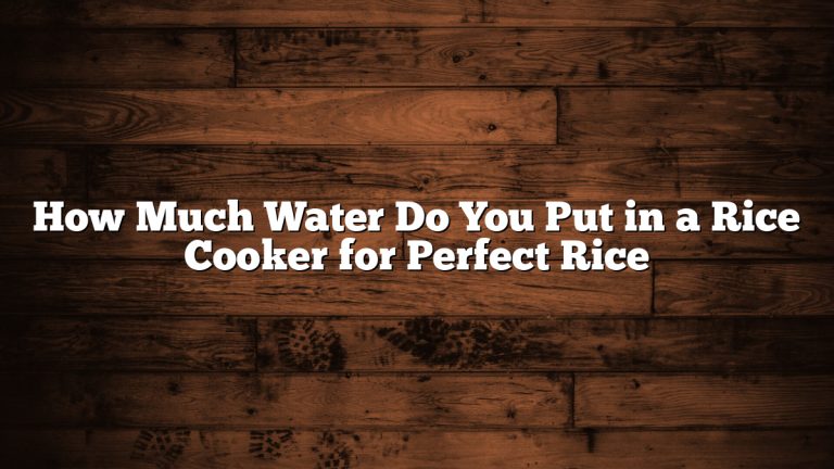 How Much Water Do You Put in a Rice Cooker for Perfect Rice