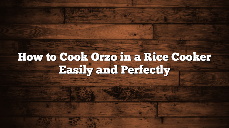 How to Cook Orzo in a Rice Cooker Easily and Perfectly