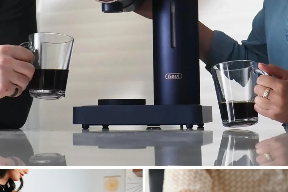 Woman choosing coffee beans and brew options in a bright kitchen