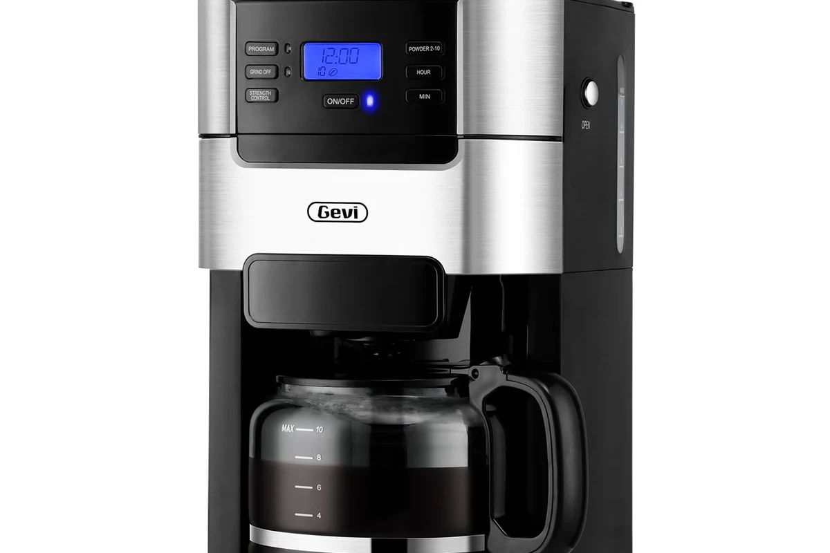 French press coffee maker with brewed coffee on a kitchen counter