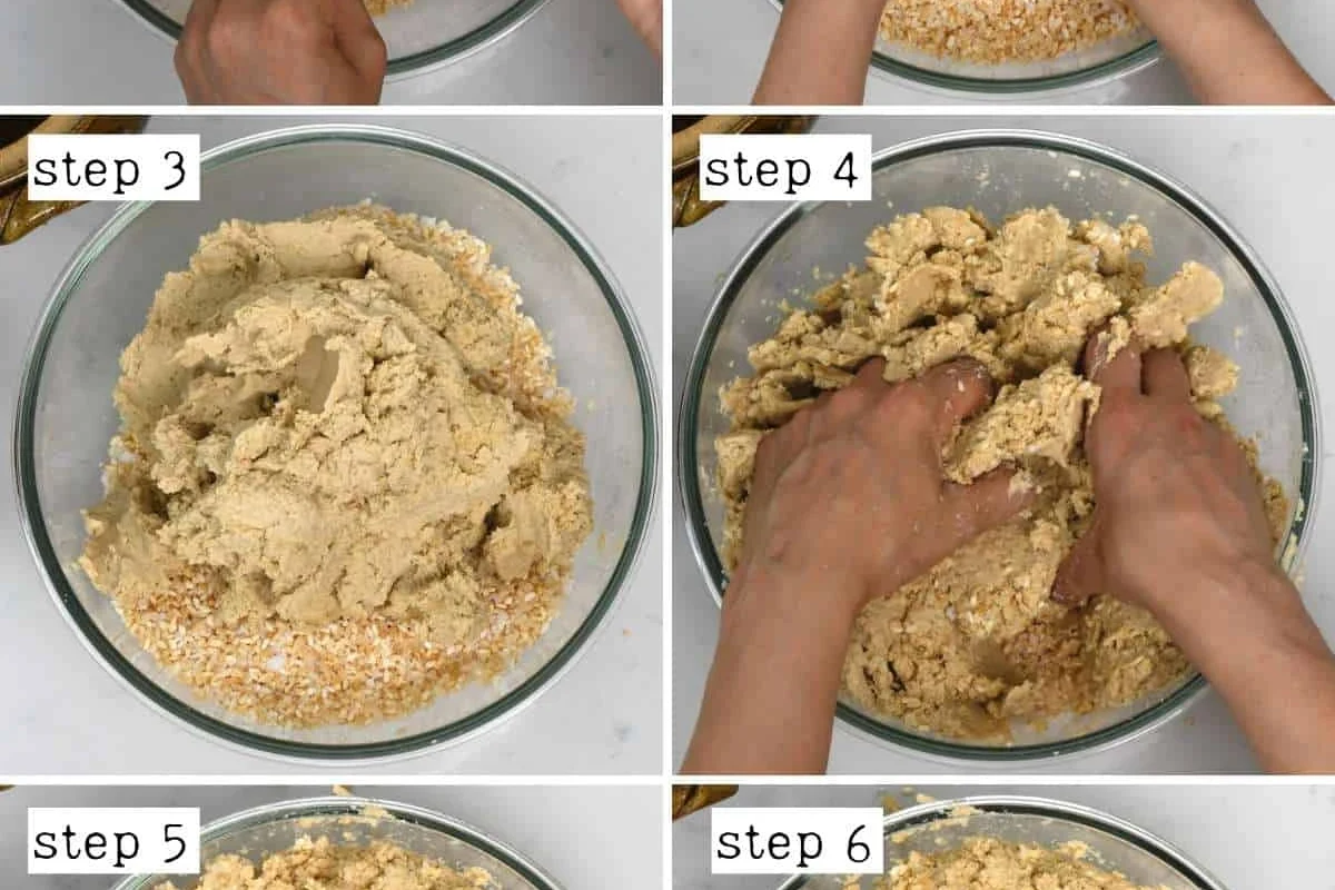 Homemade miso paste ingredients and fermentation jar on a clean kitchen counter