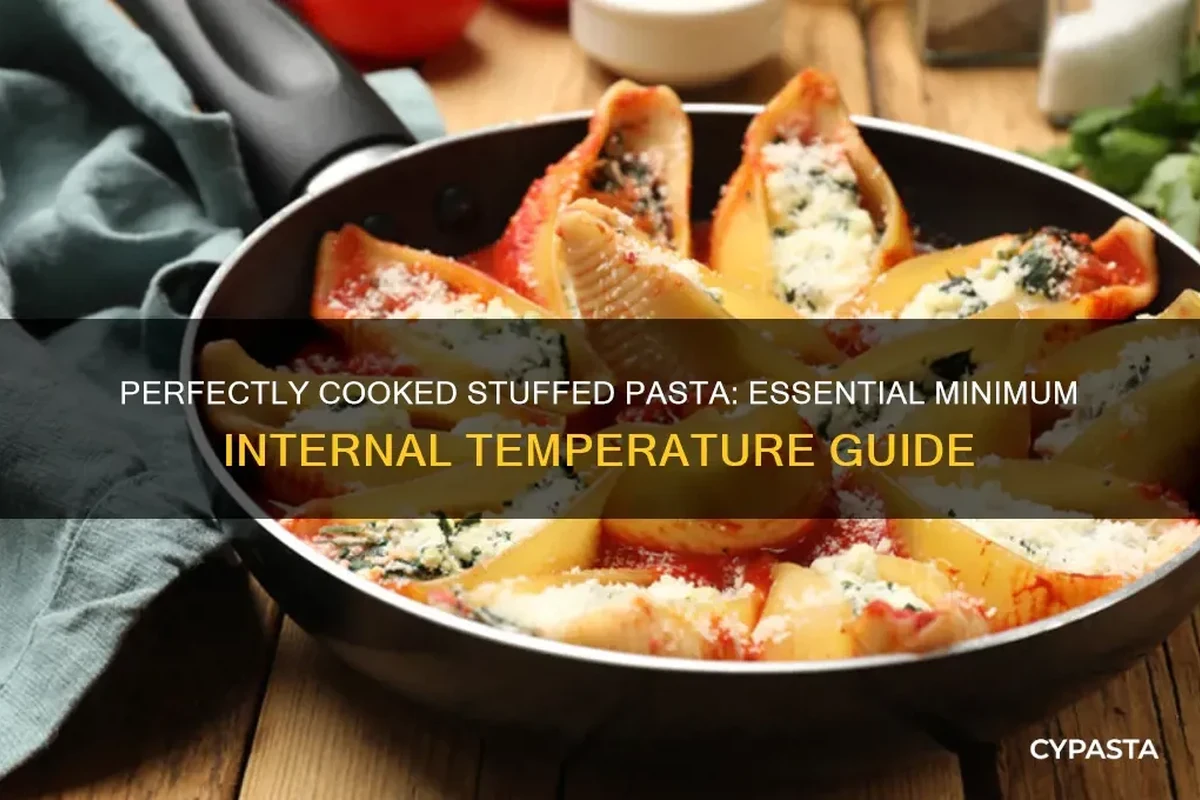 Stuffed pasta in a pot with a thermometer checking the filling temperature