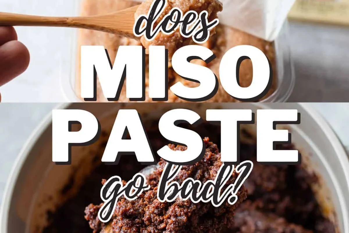 Open jar of miso paste in a kitchen with spoon and refrigerated storage scene