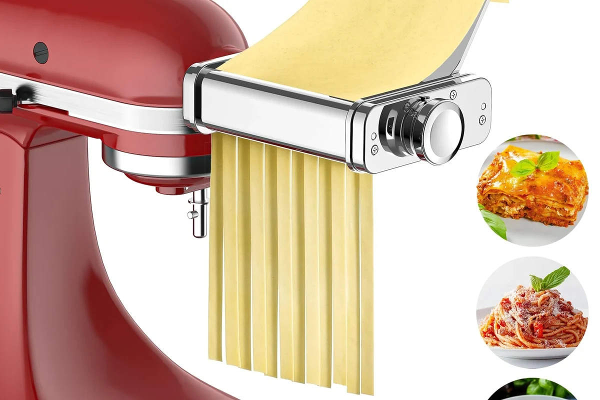 A bowl of whole grain pasta and a thin-crust vegetable pizza on a kitchen table