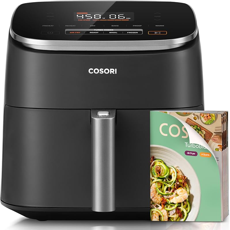Cosori TurboBlaze 6 Qt Air Fryer, 9-in-1, Ceramic Coating, Precise Hea