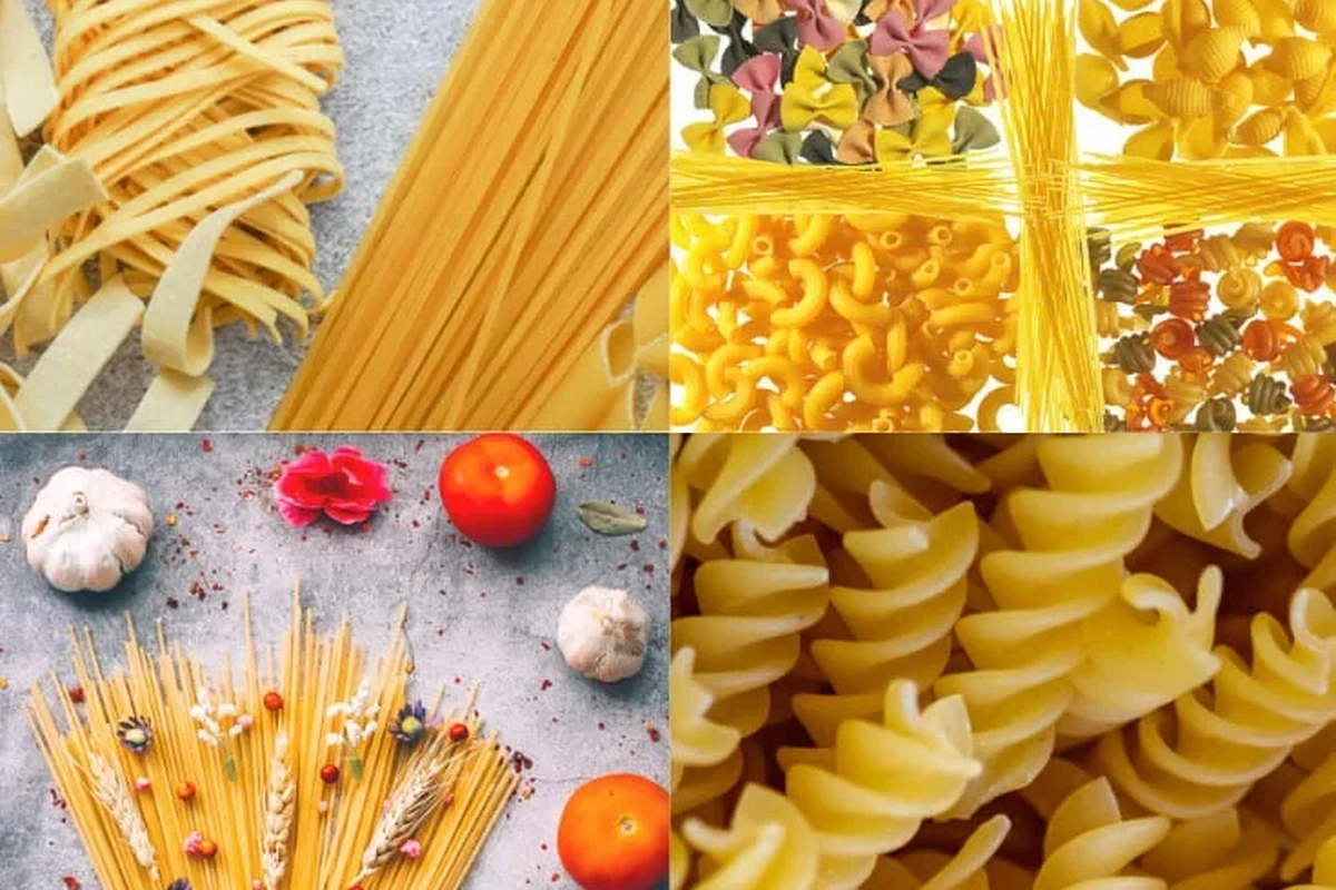 Dry pasta in a pantry bowl with signs of spoilage check, including clumps and package inspection
