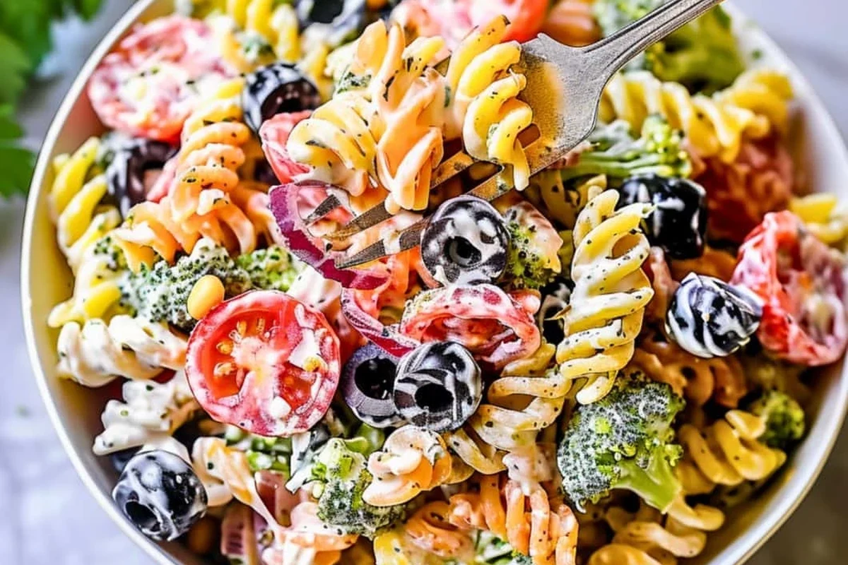 Tri color pasta and regular pasta served side by side in a home kitchen