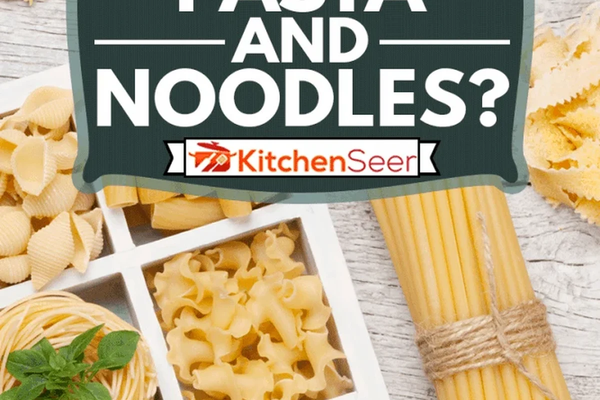 Bowl of dry and cooked pasta on a kitchen counter with a wooden spoon