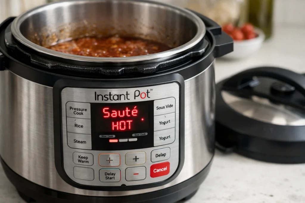 how to simmer in Instant Pot using the Sauté function with lid off
